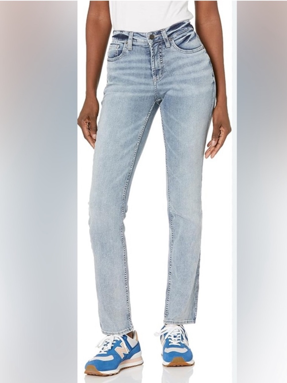 Silver Jeans The Curvy High Rise Slim Leg Straight Jean Light wash,  size 10x3